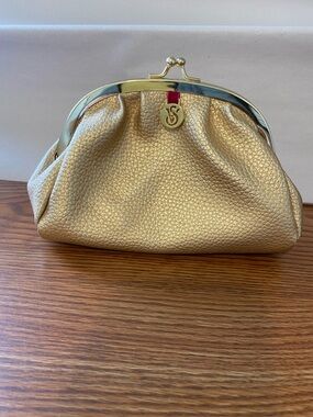 Victoria's Secret Gold Pebbled Frame Kiss-Lock Clutch